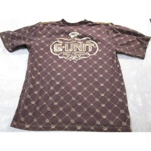 Vintage G Unit Shirt Mens Large Brown All Over Print 50 Cent Rap Tee 2000s